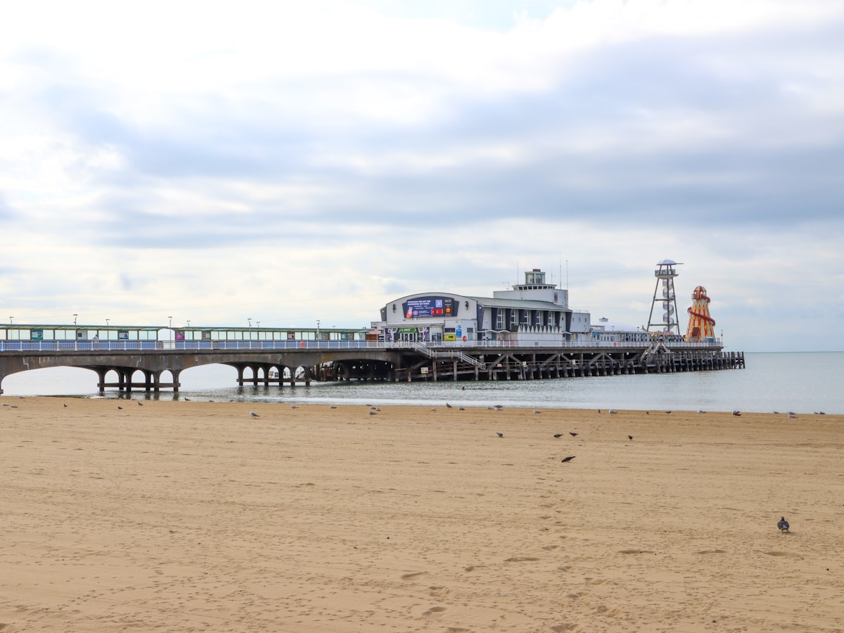 Aerial view of Bournemouth beach and pier