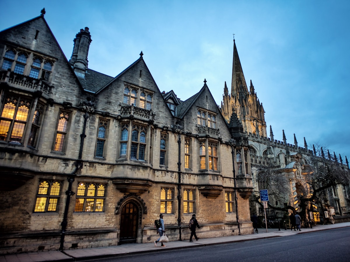 Aerial view of Oxford's university spires