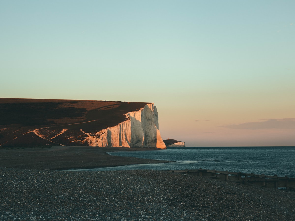 Aerial view of the Sussex coastline and South Downs
